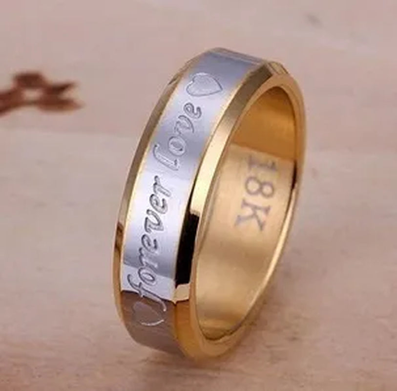 New Eternal Love Gold and Silver Rings Couple Gold Ring