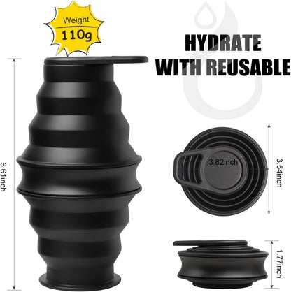 Collapsible Water Bottles BPA Free Leak Proof Foldable Silicone Bottle with Anti-Collapse Ring for Travel Camping Hiking Running Sport - WORLD TIME VISITS