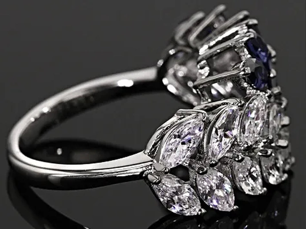 Fancy Sapphire Diamond 925 Sterling Silver Ring Women Wedding Engagement Fine Jewelry