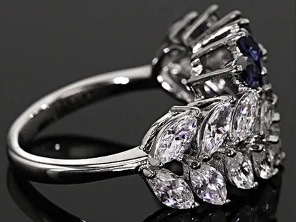 Fancy Sapphire Diamond 925 Sterling Silver Ring Women Wedding Engagement Fine Jewelry