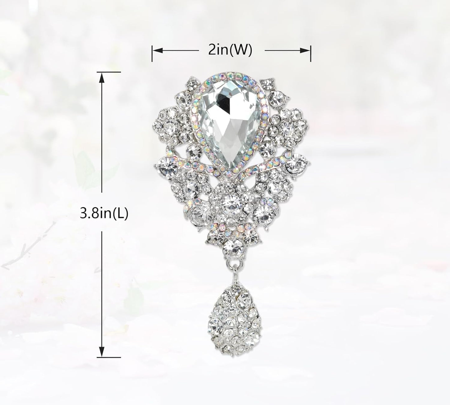 Women'S Austrian Crystal Bouquet Flower Teardrop Large Gorgeous Brooch Pin