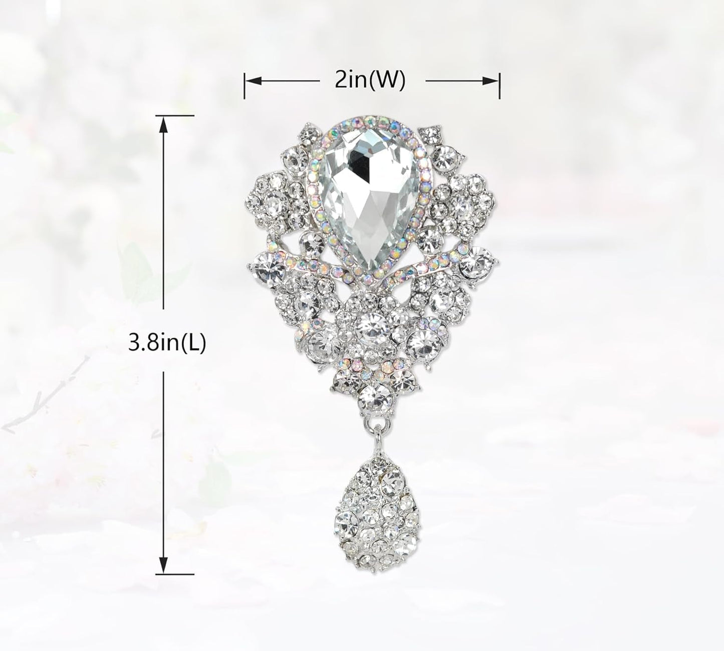 Women'S Austrian Crystal Bouquet Flower Teardrop Large Gorgeous Brooch Pin