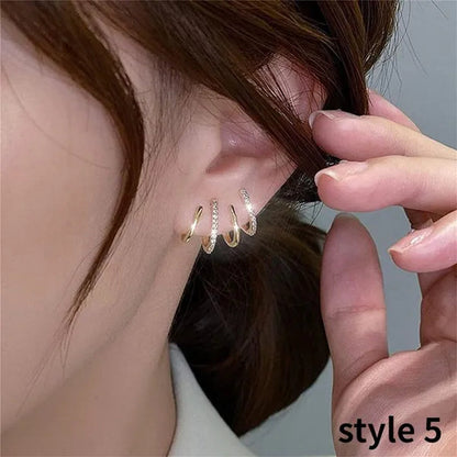 Gold Hoop Earrings for Women 14K Gold Plated Earrings Silver Cubic Zirconia Statement Hoop Earrings