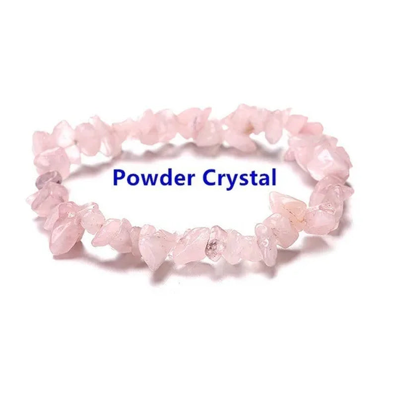 Natural Crystal Chakras Bracelet Natural Gemstone Chips Jewelry Bracelet Amethyst Red Agate Carnelian White Crystal Turquoise Citrine Bracelet (Adjustable Size)