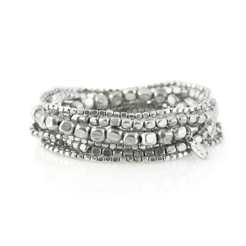 Silver Bead Bracelet Silver Bracelet Bead Bracelet Stretch Bracelet Stacking Bracelet  Beaded BraceletYoga Bracelet