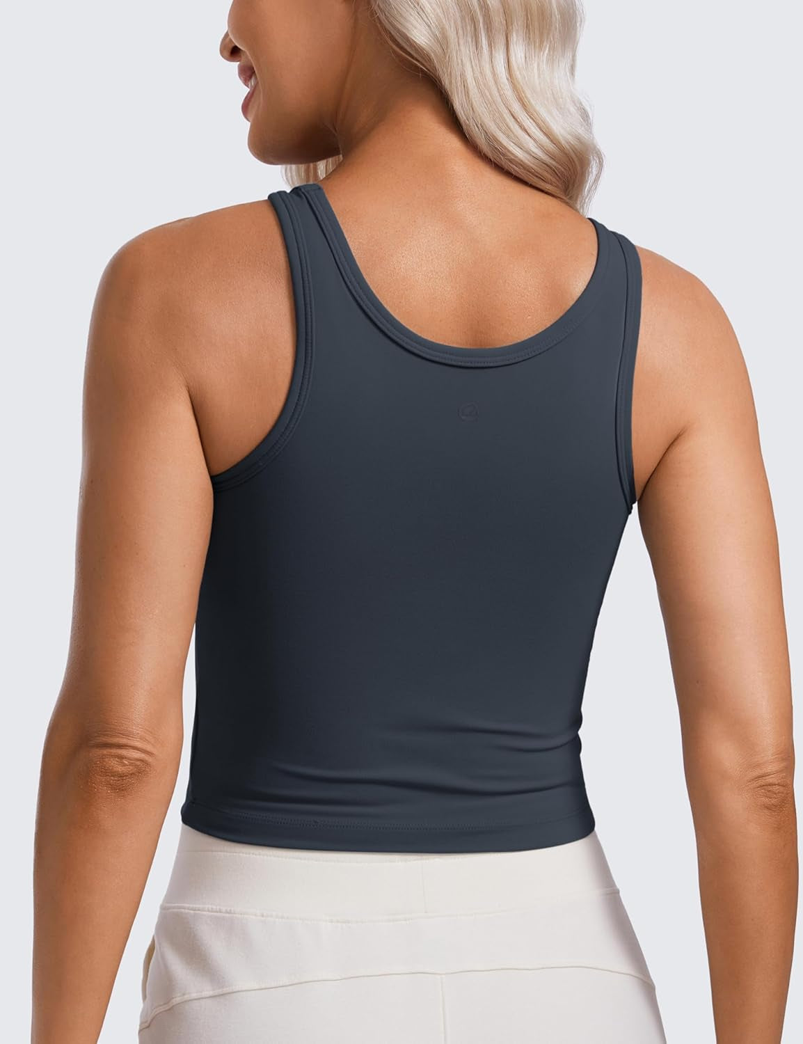 Womens Butterluxe Double Lined Workout Tank Tops Scoop Neck Racerback Cropped Casual Sleeveless Shirt - WORLD TIME VISITS