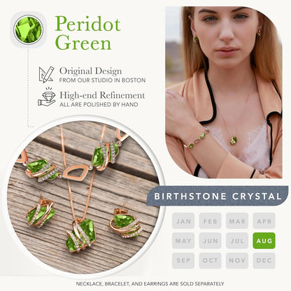 Wish Stone Pendant Necklace with Birthstone Crystal, 18K Rose Gold Plated/Silvertone, 18" + 2"