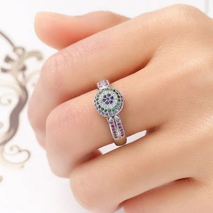 Fashion Woman Jewelry 925 Sterling Silver Gemstone Emerald  Ruby Sapphire Purple Wedding Ring Size 6 7 8 9 10