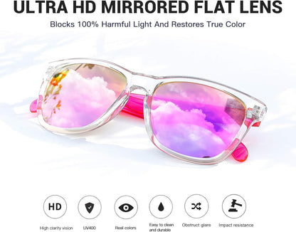 Sunglasses Womens,Classic Square Frame UV400 Mirrored Lens,Sunglasses Fit for Beach,Vacation,Driving
