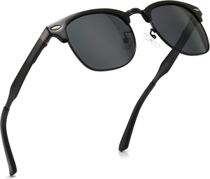 Polarized Sunglasses for Men and Women, Classic Half-Frame Retro Shades for Driving, Travel, and Outdoor Activities