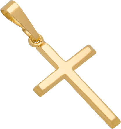 10K or 14K Gold Cross Pendant, Hypoallergenic Gold Religious Charms for Men and Women, Handcrafted in the USA - (1 Inch) - WORLD TIME VISITS