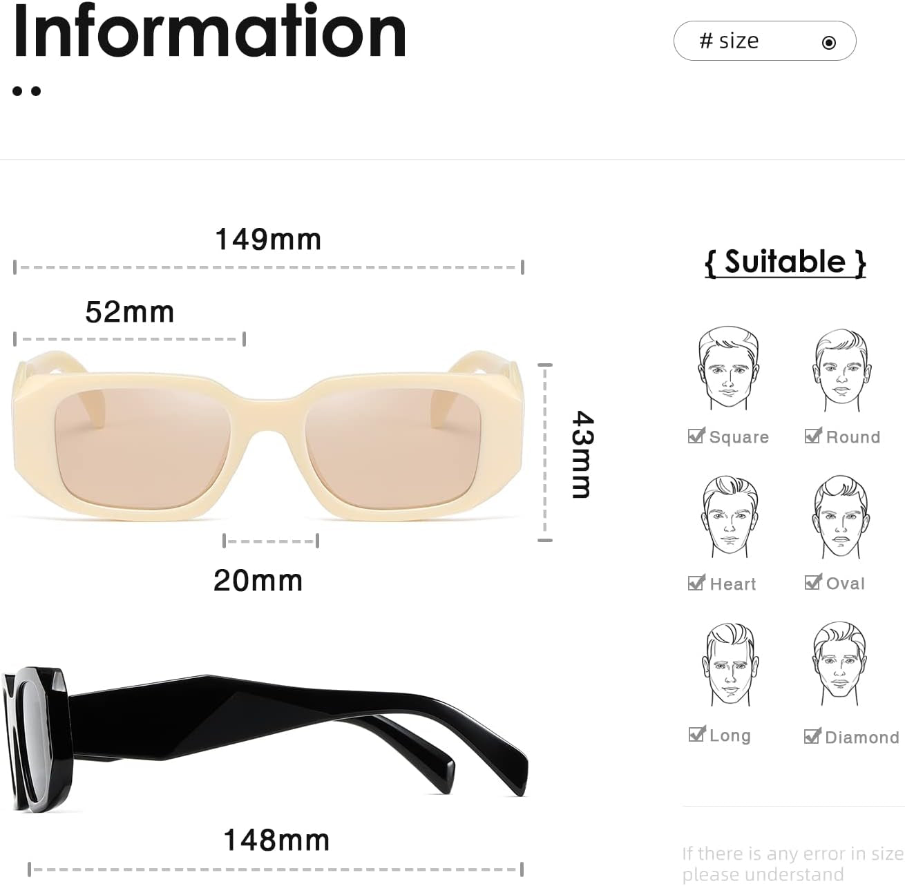 Rectangle Sunglasses for Women Men Trendy Retro Trendy Sun Glasses 90’S Vintage Square Frame K1307