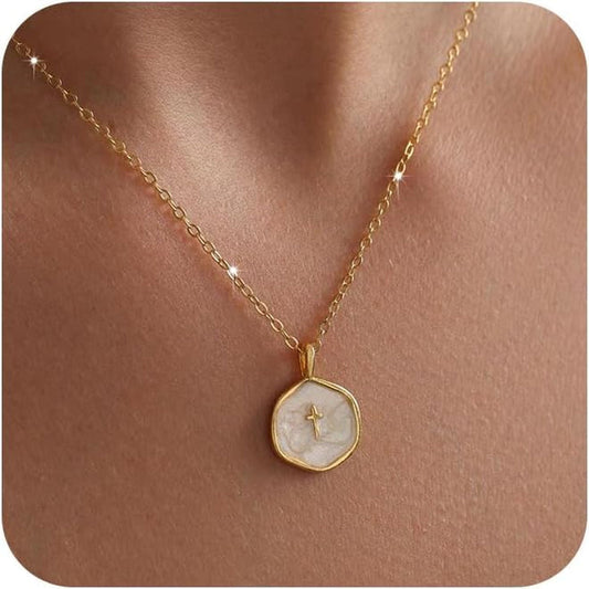Cross Necklace for Women Dainty 14K Gold Plated Cross Necklace, Simple Cute Gold Cross Charm Necklaces for Women Easter Christian Baptism Religious Faith Jewelry Gifts - WORLD TIME VISITS