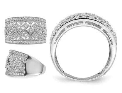 1/3 Carat (ctw) Diamond Cocktail Ring Band in Sterling Silver