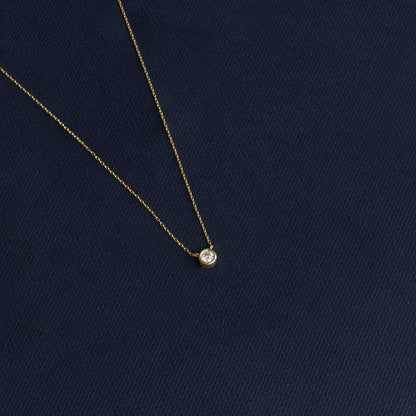 0.05 Carat Bezel-Set Natural Diamond Necklace in 14K Solid Gold