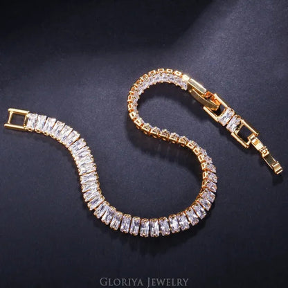 Gloriya Brand Gorgeous Top Grade Jewelry Sparkly CZ Crystal  Elegant Tennis Bracelet for Brides Wedding Party Gift