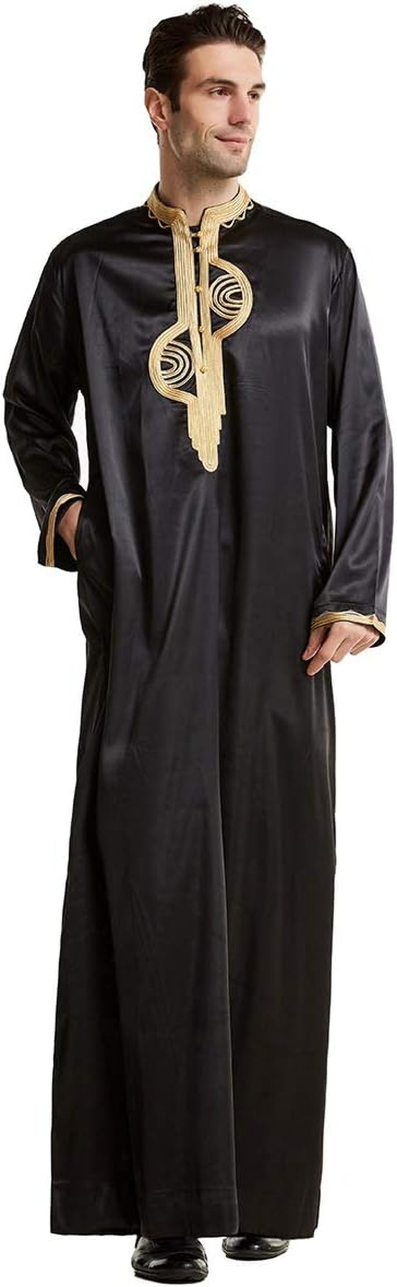 Men'S Muslim Clothes Durable Kaftan Robe Dubai Long Gown Ethnic Clothes,1Pc Soft Robe
