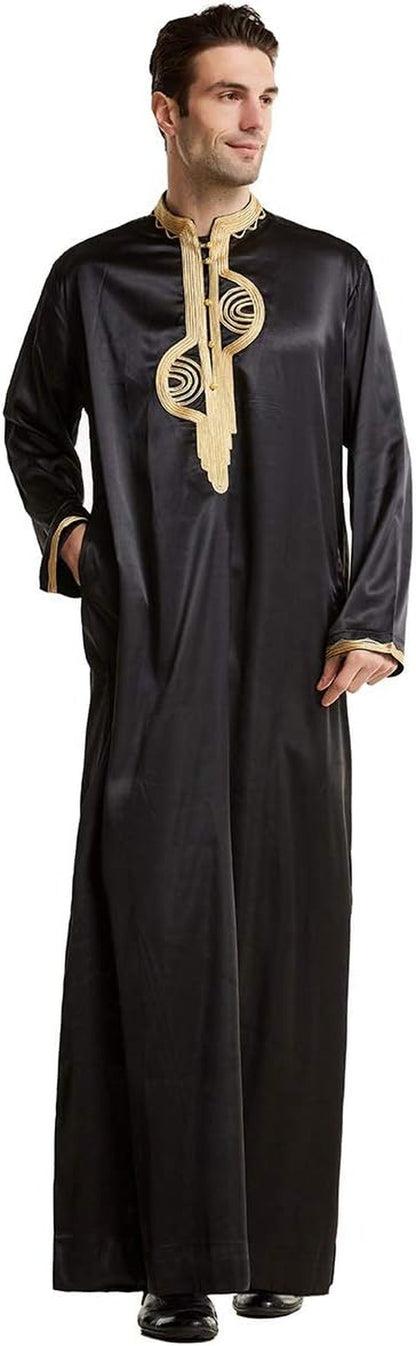 Men'S Muslim Clothes Durable Kaftan Robe Dubai Long Gown Ethnic Clothes,1Pc Soft Robe