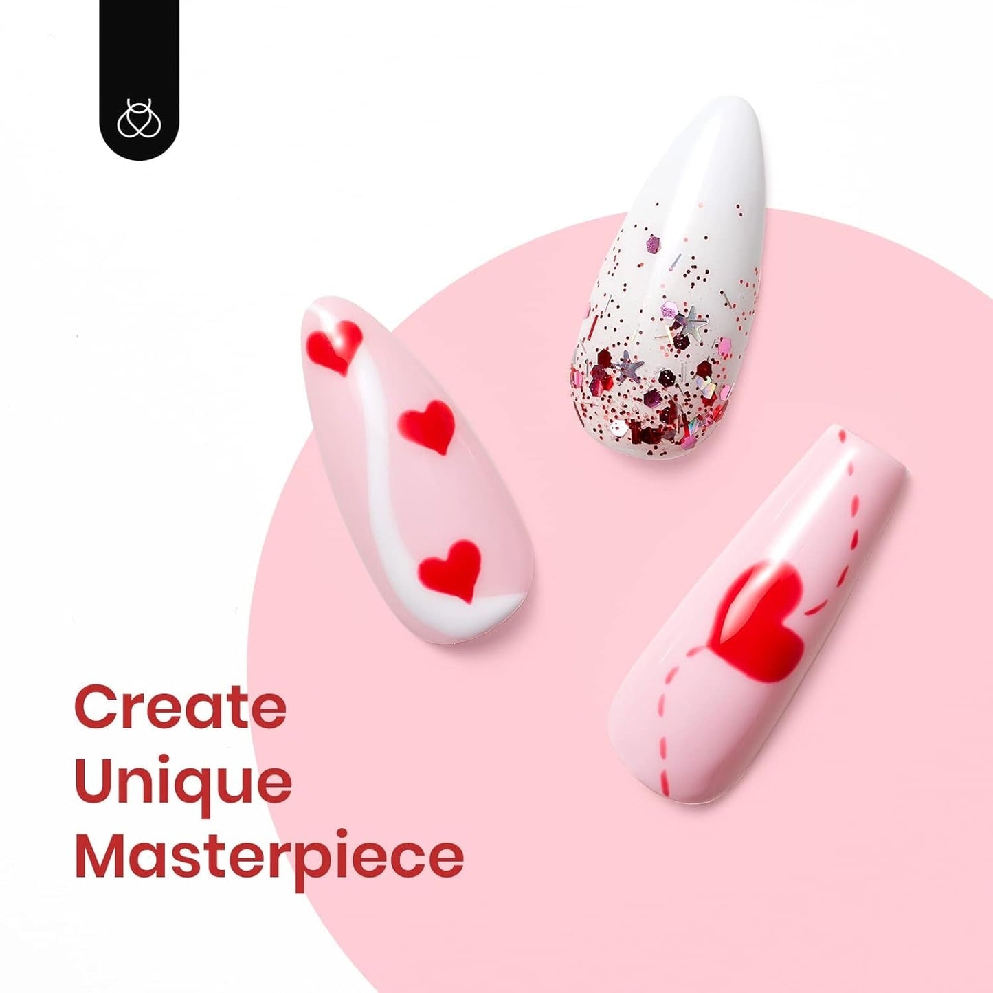 Beetles Pink Gel Nail Polish Set -6 Colors Pink Gel Polish Nail Kit Red Nude Pink White Glitter Color Gel Fall in Love Collection Soak off Uv LED Nail Lamp Gift for Women & Girls