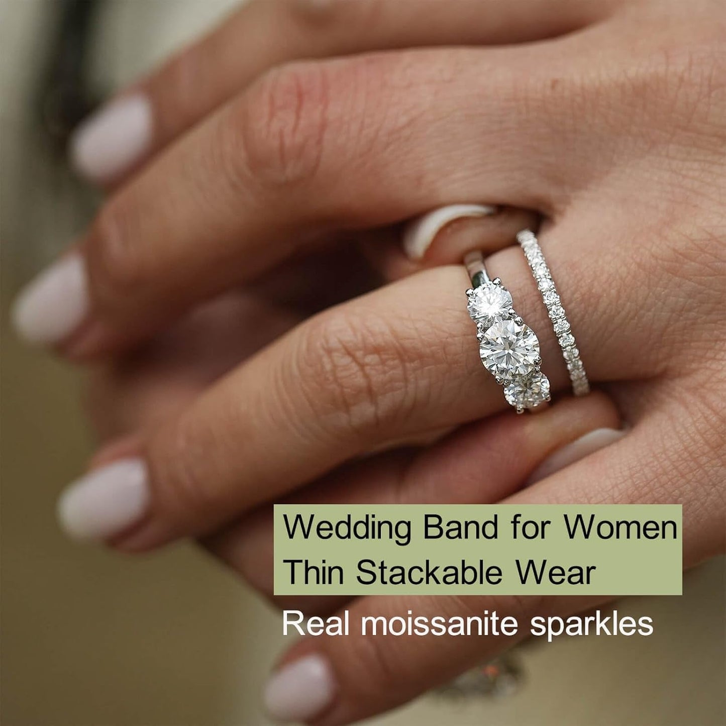 Moissanite Wedding Band for Women Half Eternity 925 Sterling Silver 0.3Ct DEF Color VVS Lab Created Moissanite Thin Real Moissanite Anniversary Engagement Bands Ring Size 4-11