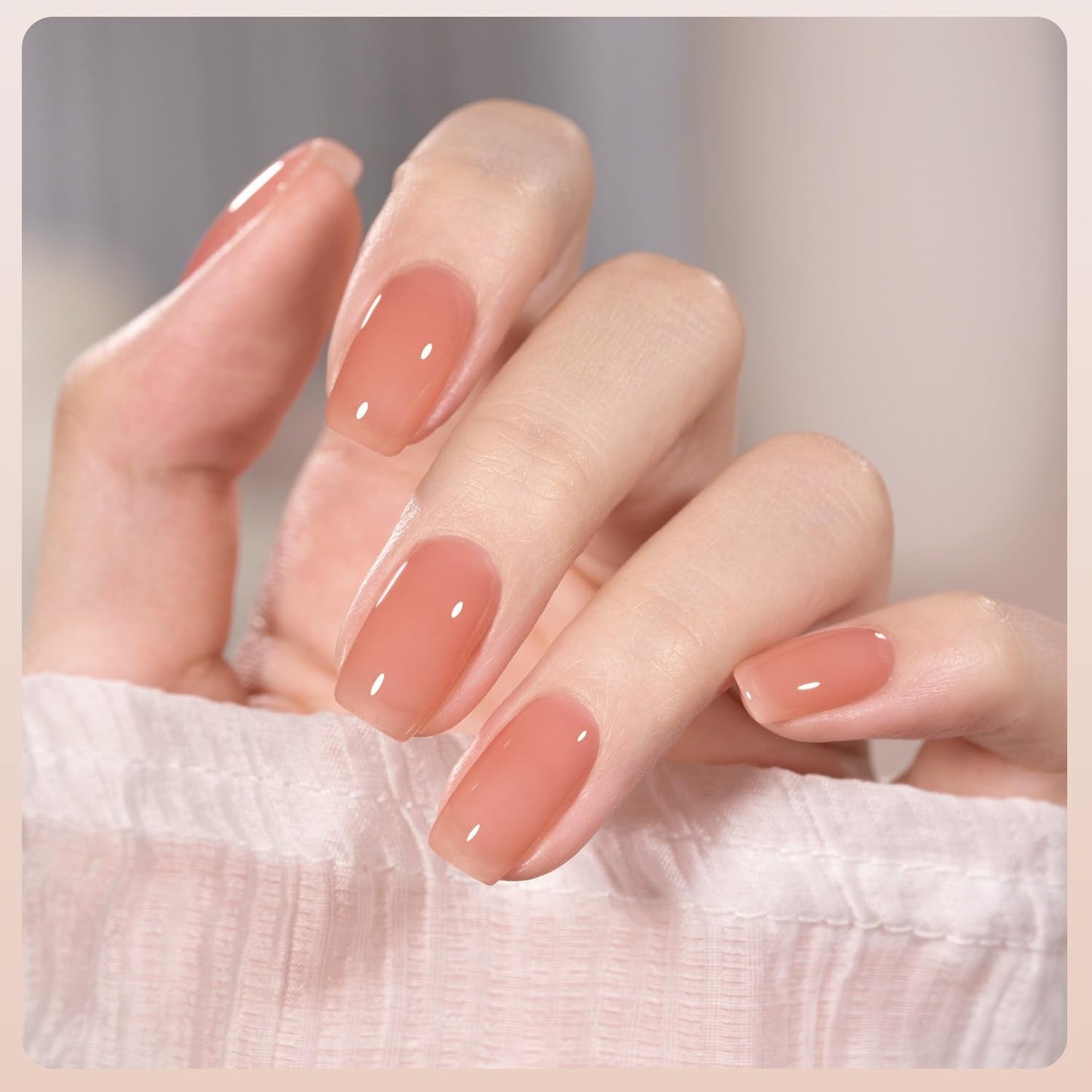 Milky Jelly Nude Gel Nail Polish Set, 6 Transparent Colors Sheer White Pink Soak off UV Light Cure Gel Polish Kit for Salon and Nail Art DIY at Home