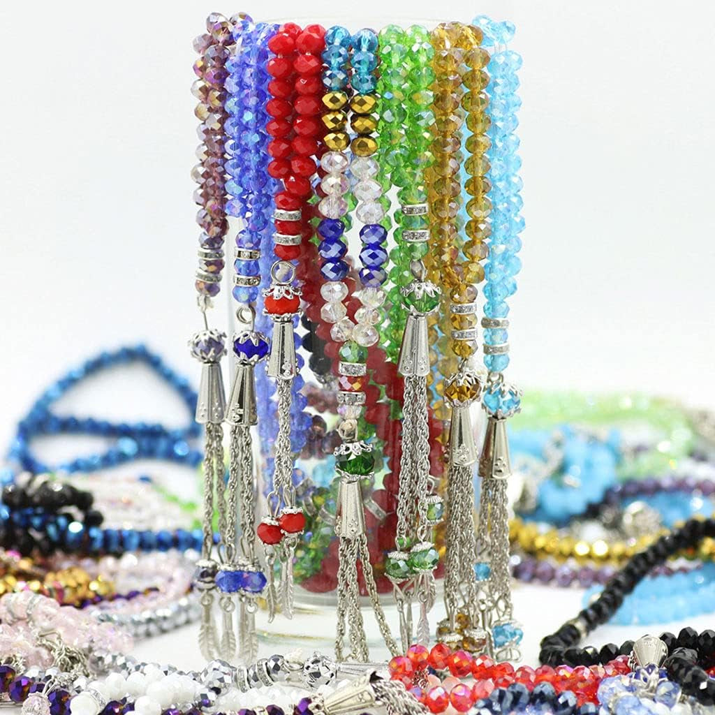 Muslim Tasbih 99 Rosary Bead Islam Prayer Misbaha Emulation Crystal Agate Resin Beads Islamic Worship Ceremony Religious Eid Ramadan Present Pray Accessory