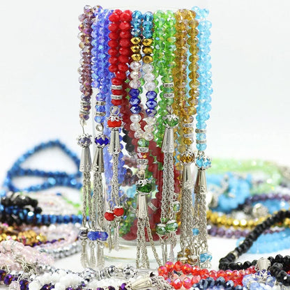 Muslim Tasbih 99 Rosary Bead Islam Prayer Misbaha Emulation Crystal Agate Resin Beads Islamic Worship Ceremony Religious Eid Ramadan Present Pray Accessory