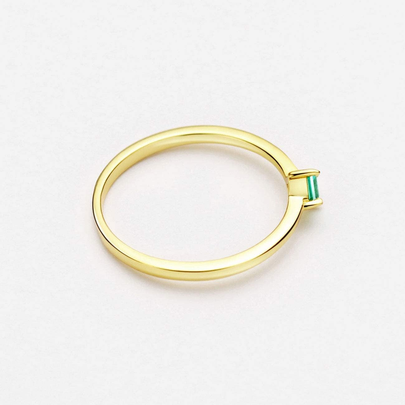 18K Gold Emerald Rings Simple Square Cut Dainty Delicate Rings Fine Jewelry for Women Girls