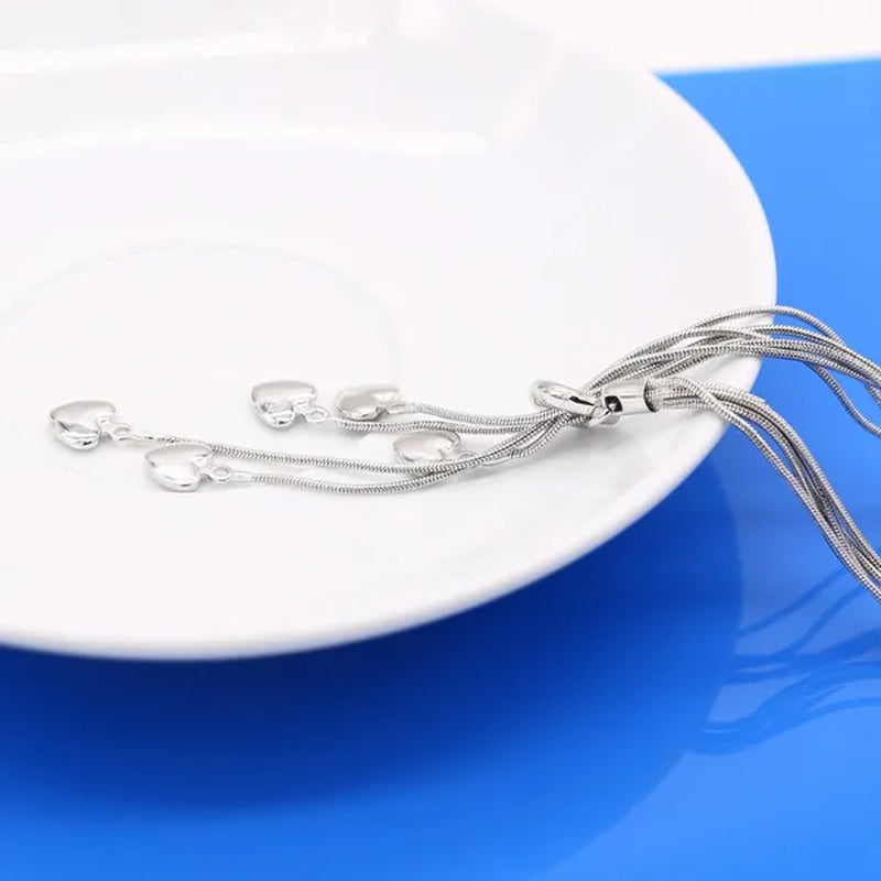 2020Fashion 925 sterling silver necklace female heart pendant multi-layer snake chain solid silver necklace girls fashion jewelry