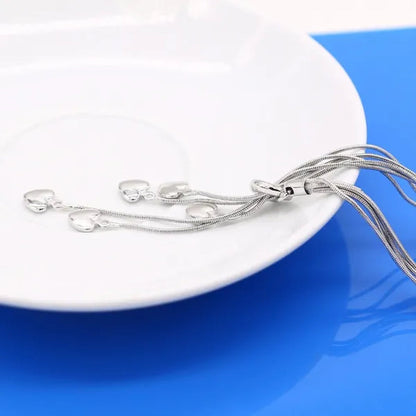 2020Fashion 925 sterling silver necklace female heart pendant multi-layer snake chain solid silver necklace girls fashion jewelry