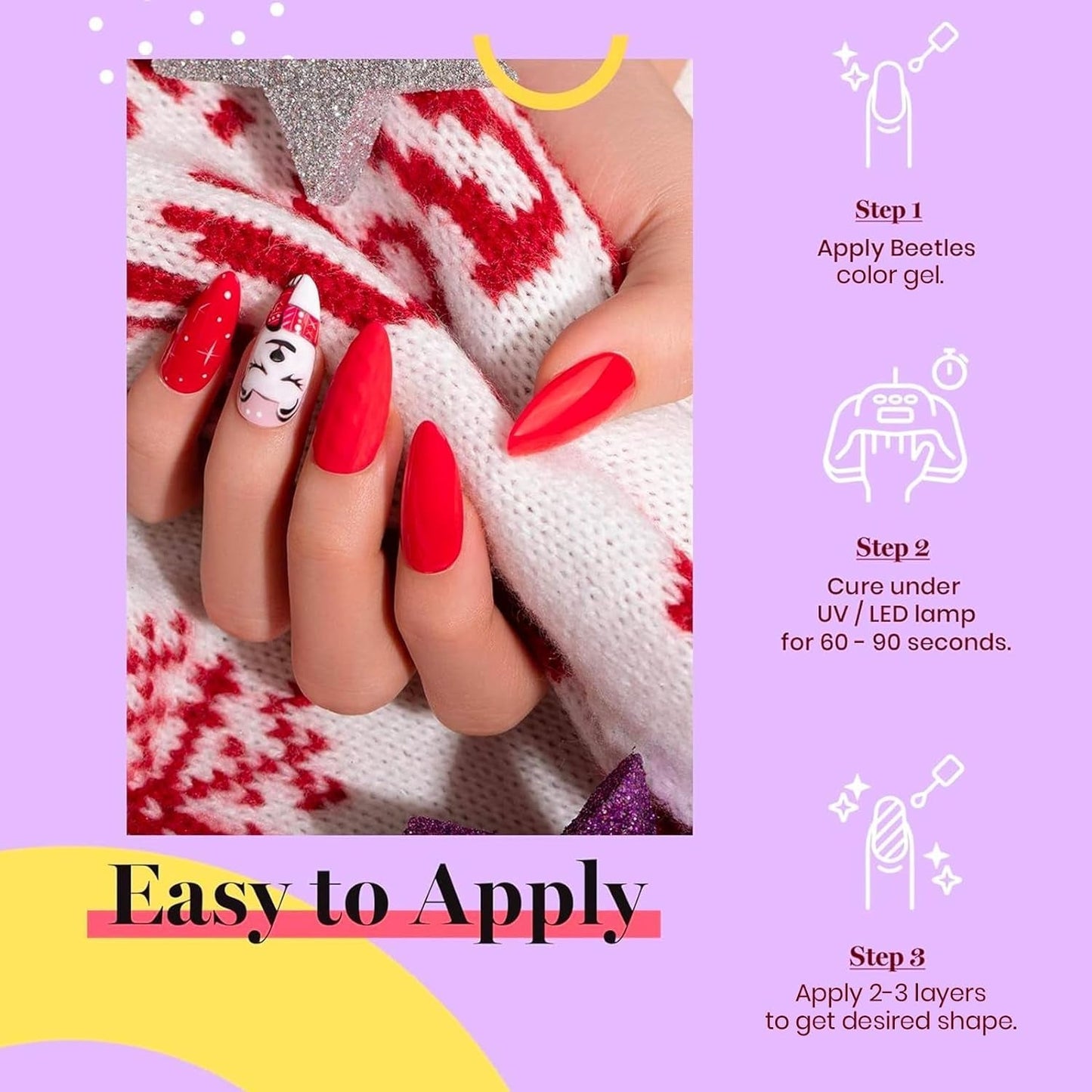 Beetles Gel Nail Polish, 1 Pcs 15Ml 0.51 FL.OZ Red Color Soak off U V LED Gel Polish Nail Art Design Manicure Salon DIY Salon Gel