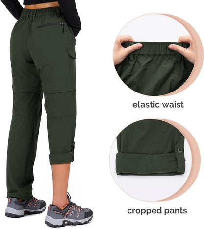 Women'S-Hiking-Pants-Convertible Quick-Dry-Stretch-Lightweight Zip-Off Outdoor Pants with 5 Deep Pockets