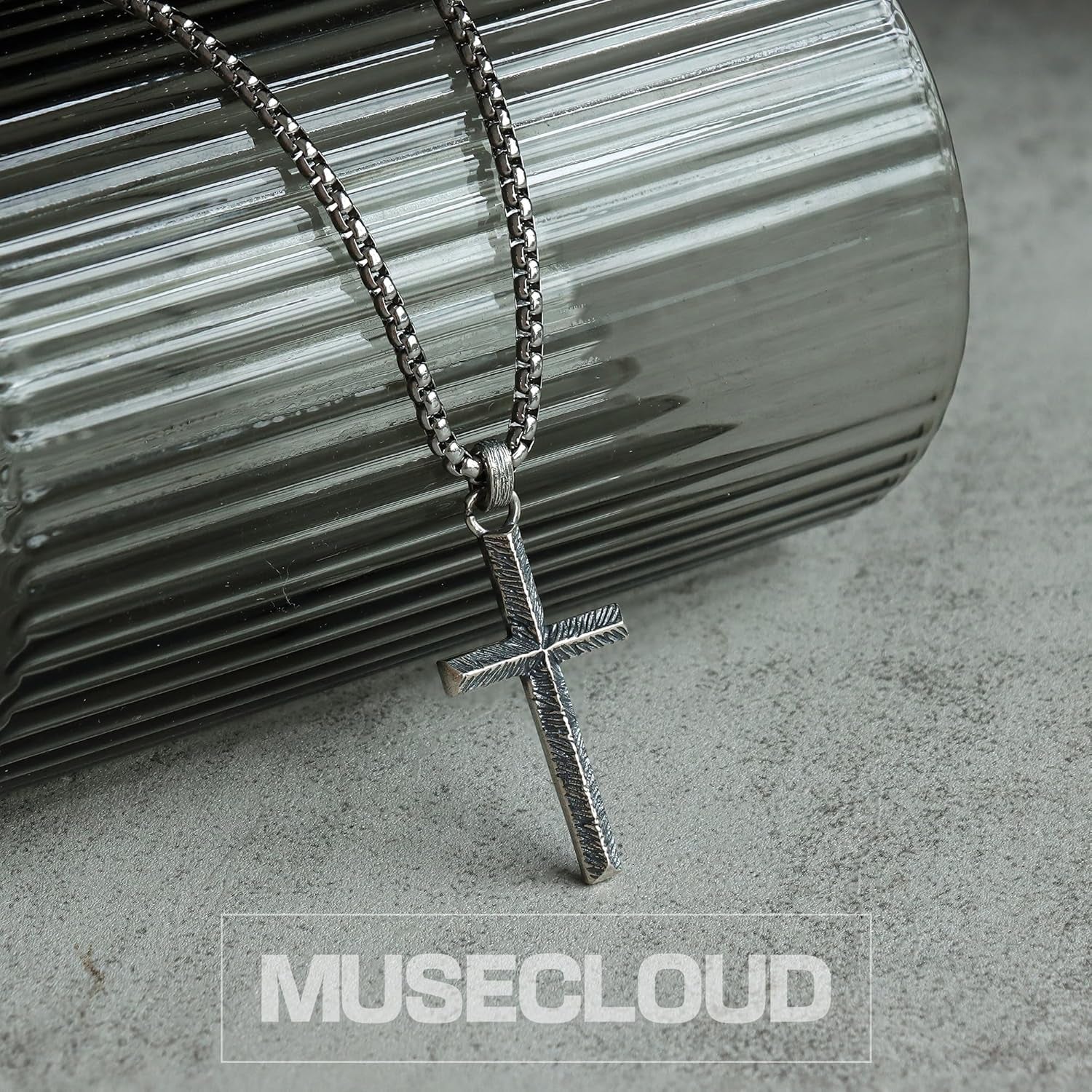 925 Sterling Silver Cross Necklace Men - Oxidized Carved Cross Pendant with Stainless Steel Box Chain Vintage Unique Crucifix Necklaces Silver Jewelry for Mens Women 18-26 Inches - WORLD TIME VISITS