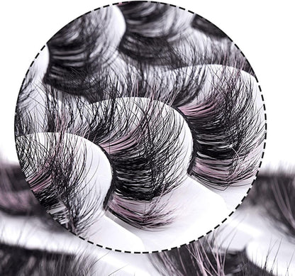 Colored Eyelashes Fluffy Eye Lashes 20 Pairs Russian Strip Lashes D Curl Strip Lashes Look like Extensions 3D Natural Wispy Cat Eye Lashes,Purple