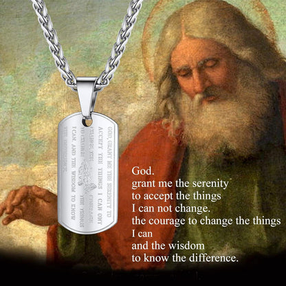 Stainless Steel the Lord'S Prayer Necklace, Praying Hands Pendant & Chain, Mens Womens Necklace, 22Inch-24Inch, Come Gift Box