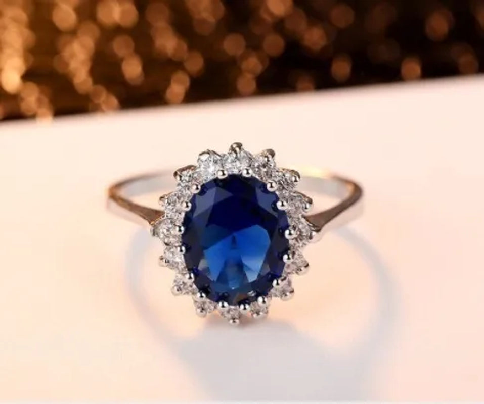 925 Sterling Silver Fashion Princess Diana Engagement Wedding Ring for Women Solitaire