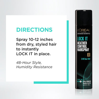 L'Oréal Paris Advanced Hairstyle LOCK IT Weather Control Hairspray, 8.25 Oz. (Packaging May Vary)