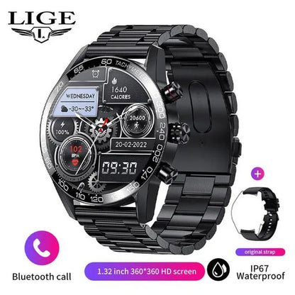 LIGE Newest Bluetooth Call Smart Watches for Men Sports Fitness Tracker Waterproof Smartwatch Large HD Screen Health Bracelet Montre Connecter