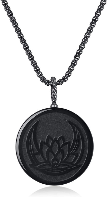 Religious Jewelry Obsidian Stone Necklace