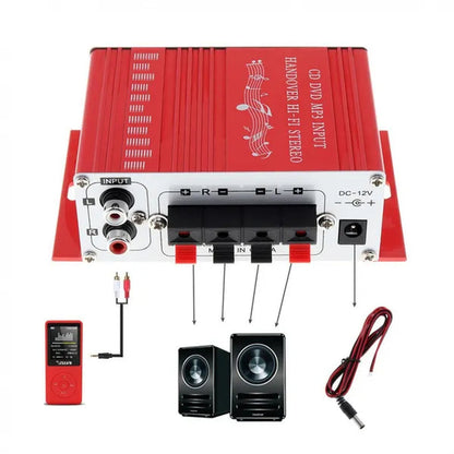 2CH Hi-Fi Car Stereo Amplifier Support CD / DVD / MP3 Input with Remote Control for Car Motorcycle Home
