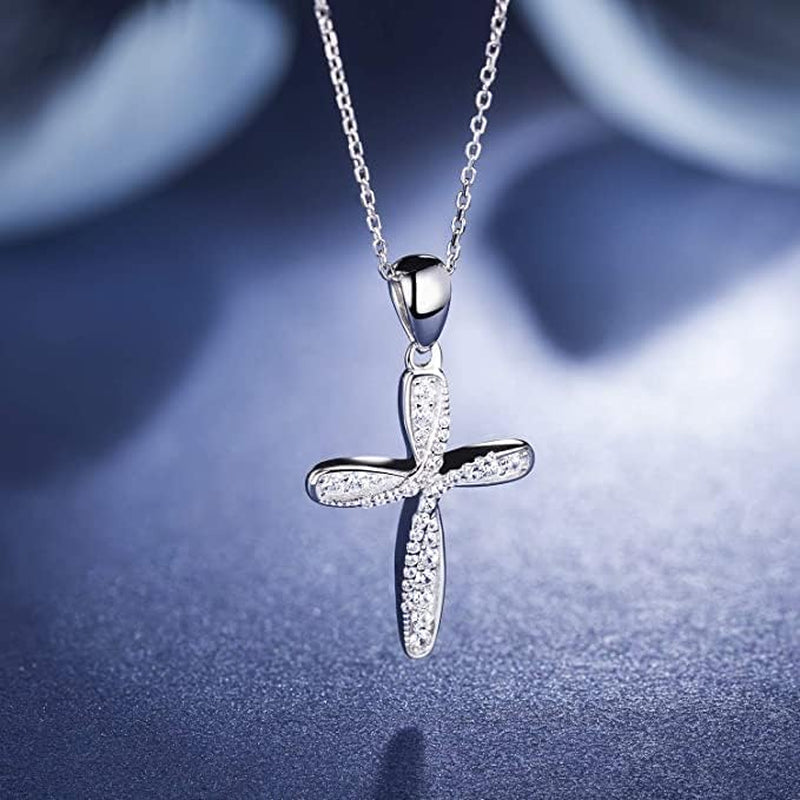 Necklaces for Women 925 Sterling Silver Heart Necklaces -  Infinity Love Platinum Plated Diamond Pendant 18", Silver, Cubic Zirconia