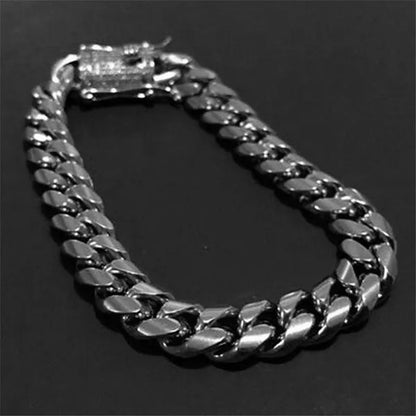 Men's Fashion 24K Gold/925 Silver Plated Solid 316L Stainless Steel Jewelry Shiny Diamond 1/2PCS Necklace Bracelet Miami Cuban Link Chain for Men 8/20/22/24/28/35inch