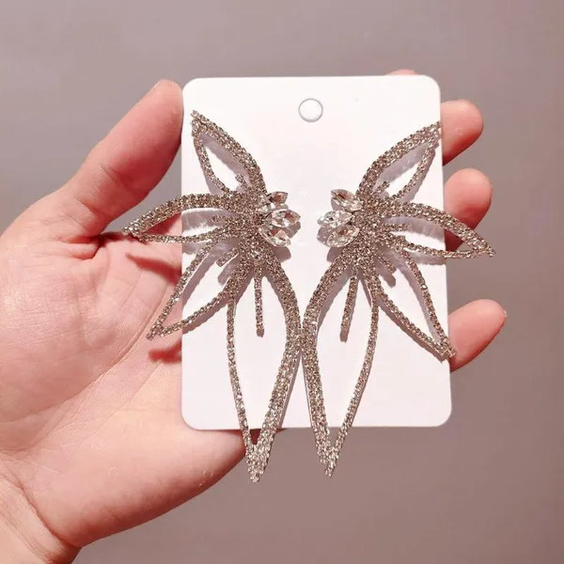 New Exaggerated Rhombus Glitter Crystal Diamond Earrings Creative Fashion Ladies Pendant Earrings Jewelry - WORLD TIME VISITS