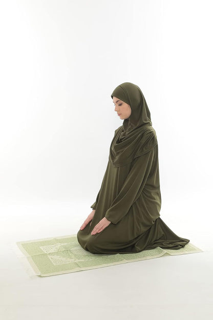 Prayer Dresses for Women Muslim Outfits Abaya One-Piece Niqab Burka Hijab Islamic Prayer Rug & Beads, Islamic Set
