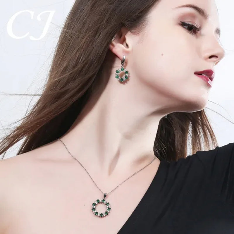 CANDICE Oval Yellow Platinum Plated Costume Party Jewelry Set Fashion Hollow Out Round Dangle Necklace Hoop Earrings with Silver Plated for Women Accessories - WORLD TIME VISITS