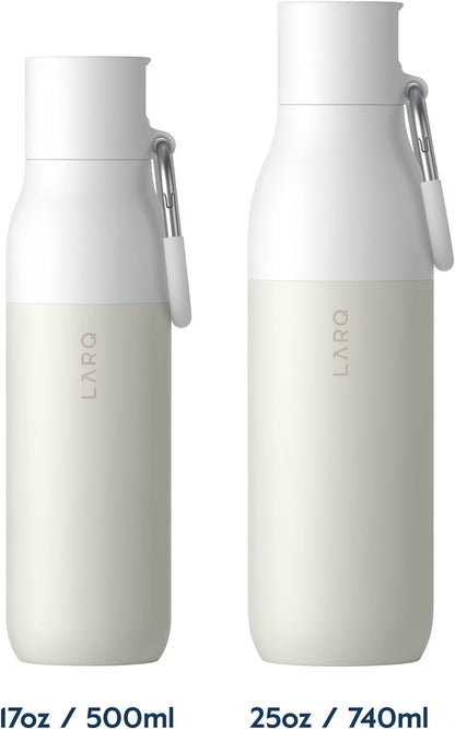 Bottle Flip Top 17 Oz - Insulated Reusable Stainless Steel Water Bottle with Straw | Thermos, BPA Free | for Sports, Gym, and Travel | Keep Drinks Cold for 24 Hours | Granite White