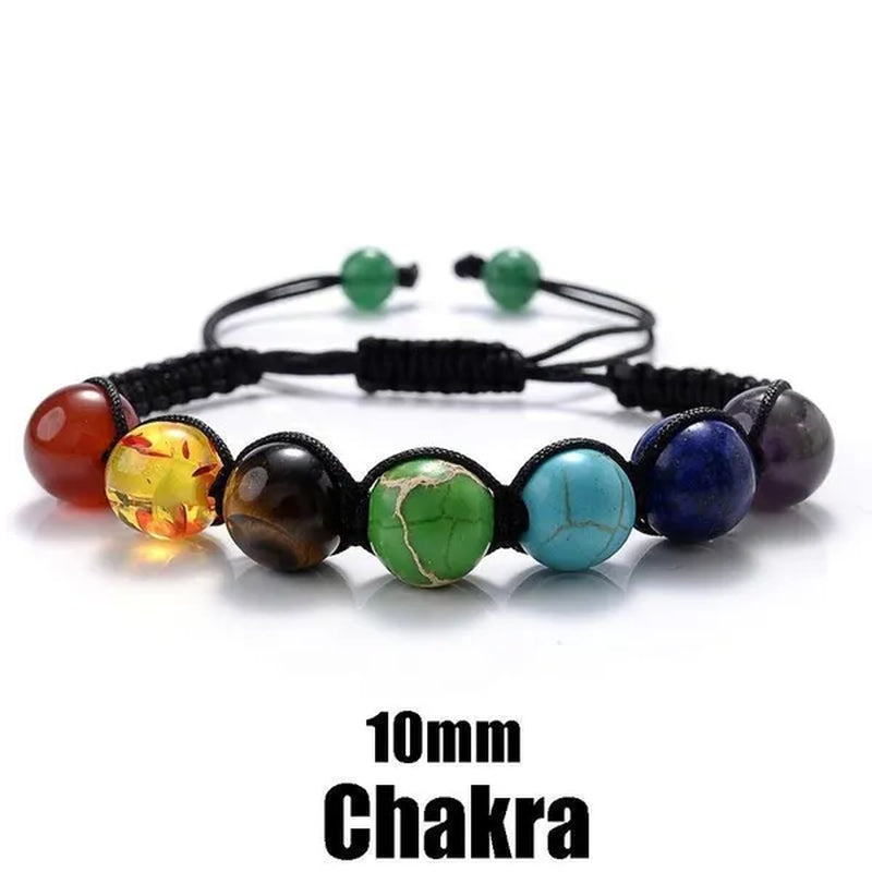 New Fashion Classic 7 Chakra Beads Bracelet Natural Stone Black Rope Braided Yoga Reiki Healing Balance Bracelets Bangles Couple Bead Bracelet Meditation Gift Jewelry