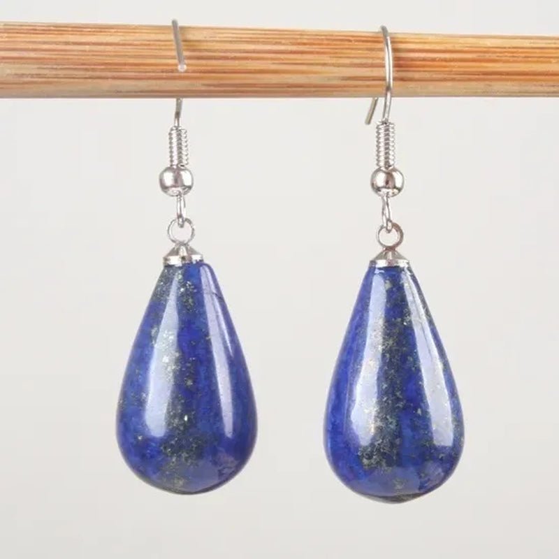 1Pair 13X22MM Amethyst Clear Quartz Lapis Lazuli Turquoise Rose Quartz Opal Obsidian Jasper Drop Cone Bead Hook Dangle Earrings