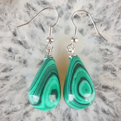 1Pair 13X22MM Amethyst Clear Quartz Lapis Lazuli Turquoise Rose Quartz Opal Obsidian Jasper Drop Cone Bead Hook Dangle Earrings