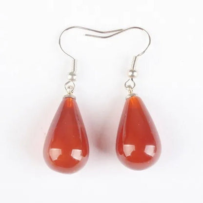 1Pair 13X22MM Amethyst Clear Quartz Lapis Lazuli Turquoise Rose Quartz Opal Obsidian Jasper Drop Cone Bead Hook Dangle Earrings